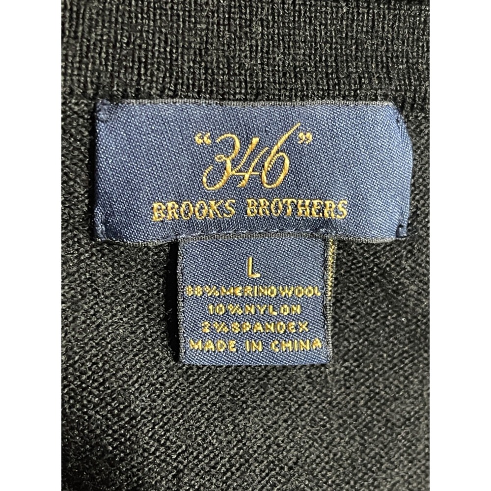 Brooks Brothers 346 Merino Wool V Neck Sweater Mens Large Black Long Sleeve - Picture 3 of 7